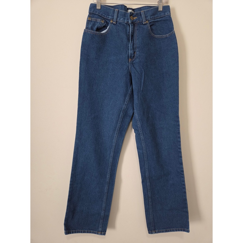 LL Bean Original Fit High Rise Straight Leg Blue Denim Jeans 8MT 272059